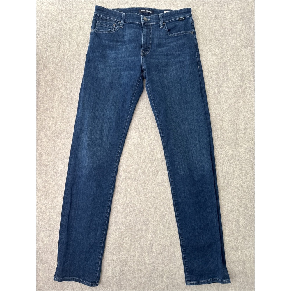 Mavi Zach Straight Leg Jeans Mens 34x36 Dark Rinse